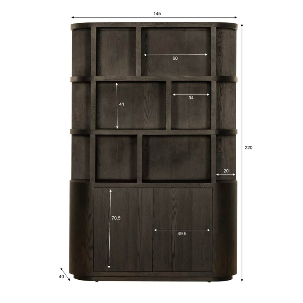 Novero Espresso 145cm Boekenkast - Afbeelding 4