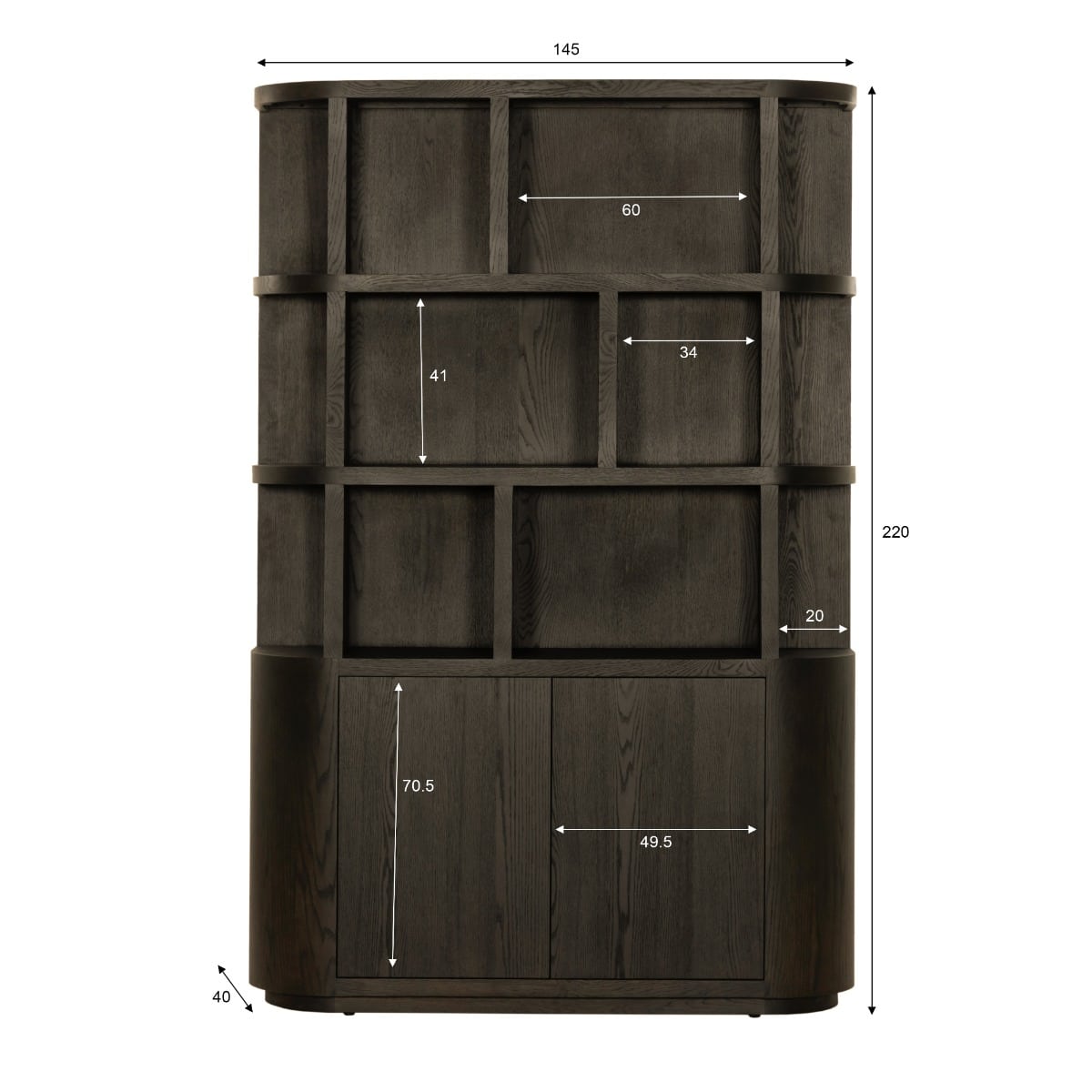 Novero Espresso 145cm Boekenkast - Afbeelding 4